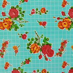 Hovedbilde Voksduk turkis med roser