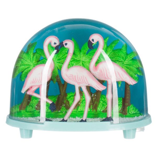 Sn&oslash;kule flamingoer og palmer