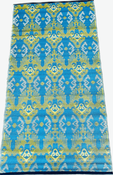 Plastmatte Indisk 90x180cm Gul/Lysebl&aring;/Hvit
