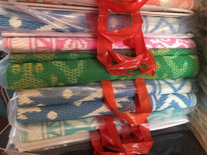 Plastmatte Indisk 180x270cm 2 Bl&aring;farger/Elfenben